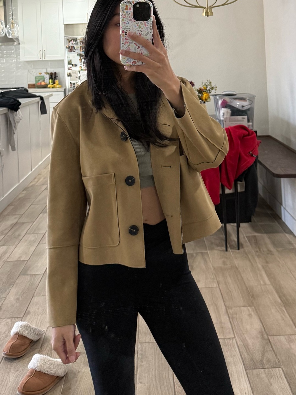 Cropped Tan Wool-Blend Jacket - Women's